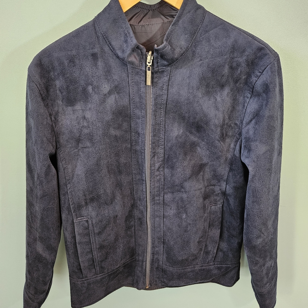 Emperio & Co Men's Faux Suede Zip-Front Jacket - Navy